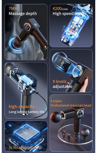 Pistola de masaje muscular Yixuan 2026 mini, de percusión, con pantalla, 6 velocidades, de mano, para tejido profundo, personalizable con logotipo, de alta calidad