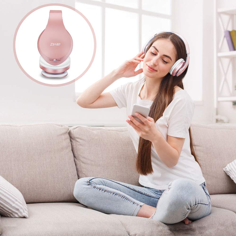 ZIHNIC Auriculares Bluetooth sobre la oreja, auriculares estéreo plegables inalámbricos y con cable micro SD/TF, FM para teléfono celular, PC, orejeras suaves y peso ligero para un uso prolongado