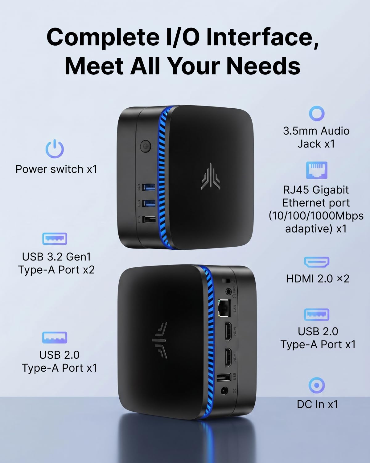 KAMRUI AK1PLUS - Mini computadora de escritorio, Intel N5030 (hasta 3.1 GHz), 12 GB de RAM 256 GB SSD, Mini computadora de escritorio 4K dual, compatible con expansión SSD de 2.5 pulgadas, WiFi