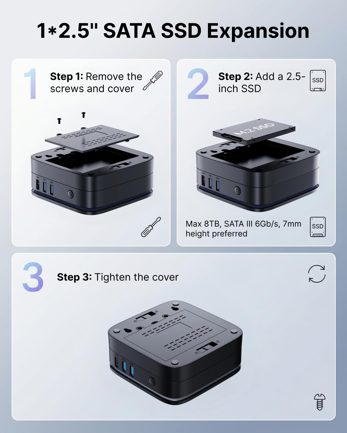 KAMRUI AK1PLUS - Mini computadora de escritorio, Intel N5030 (hasta 3.1 GHz), 12 GB de RAM 256 GB SSD, Mini computadora de escritorio 4K dual, compatible con expansión SSD de 2.5 pulgadas, WiFi
