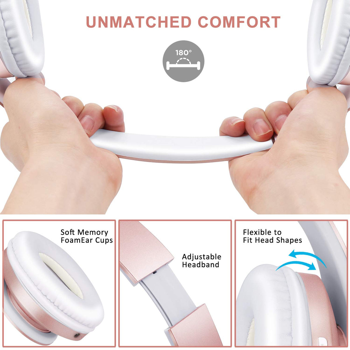 ZIHNIC Auriculares Bluetooth sobre la oreja, auriculares estéreo plegables inalámbricos y con cable micro SD/TF, FM para teléfono celular, PC, orejeras suaves y peso ligero para un uso prolongado